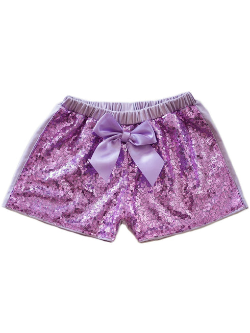 Girls Multi Color Sequin Satin Bow Elastic Waist Shorts 24 Months-6 - SophiasStyle.com